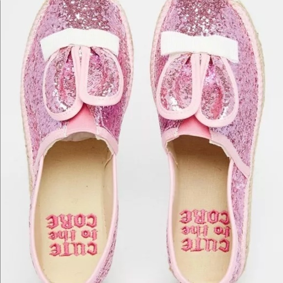 YRU Shoes - Pink glitter Sequin bunny shoes cute to the core